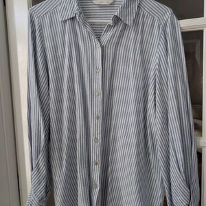 LC Lauren Conrad Blue and White Striped Button Down Shirt